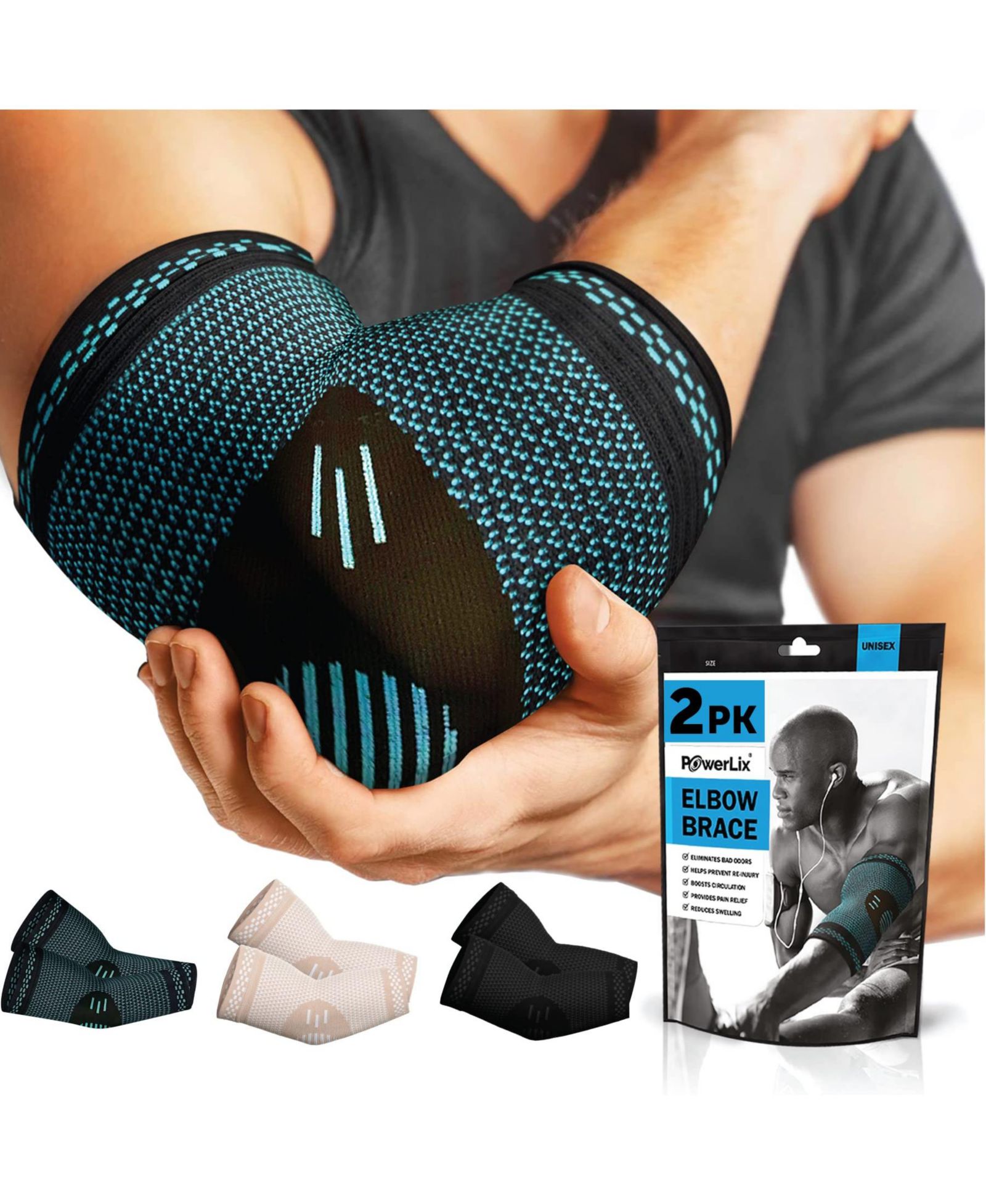 Компрессионный налокотник POWERLIX Elbow Brace Support (Pair)