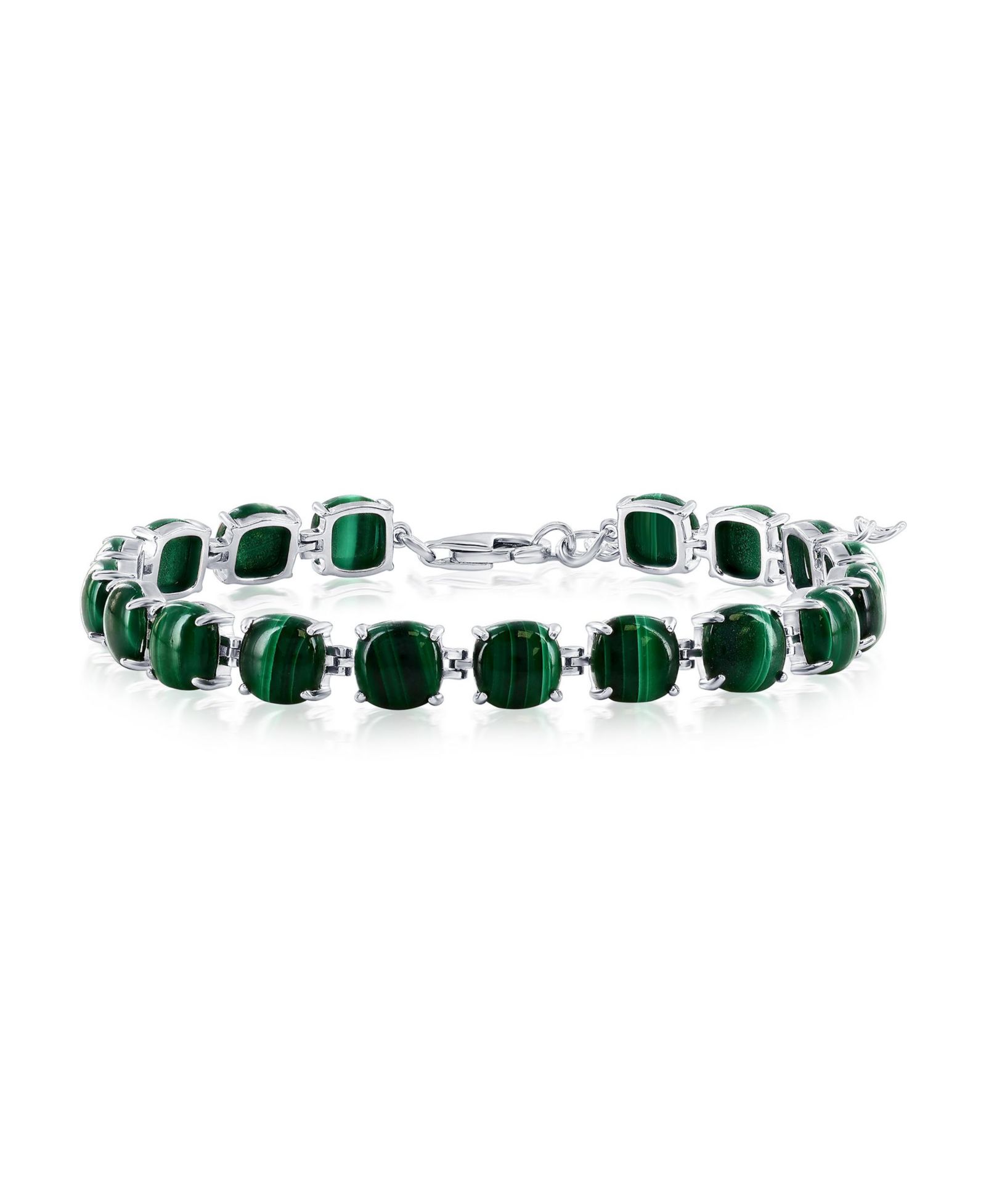 Caribbean Treasures Sterling Silver, 6.5mm 4-Prong Tennis Bracelet (Available in Larimar, Lapis, or Malachite)