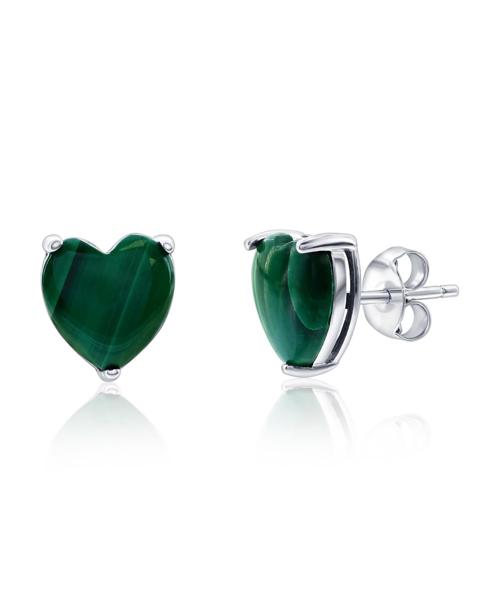 Серьги-гвоздики Caribbean Treasures Sterling Silver, 3-Prong Heart Stud