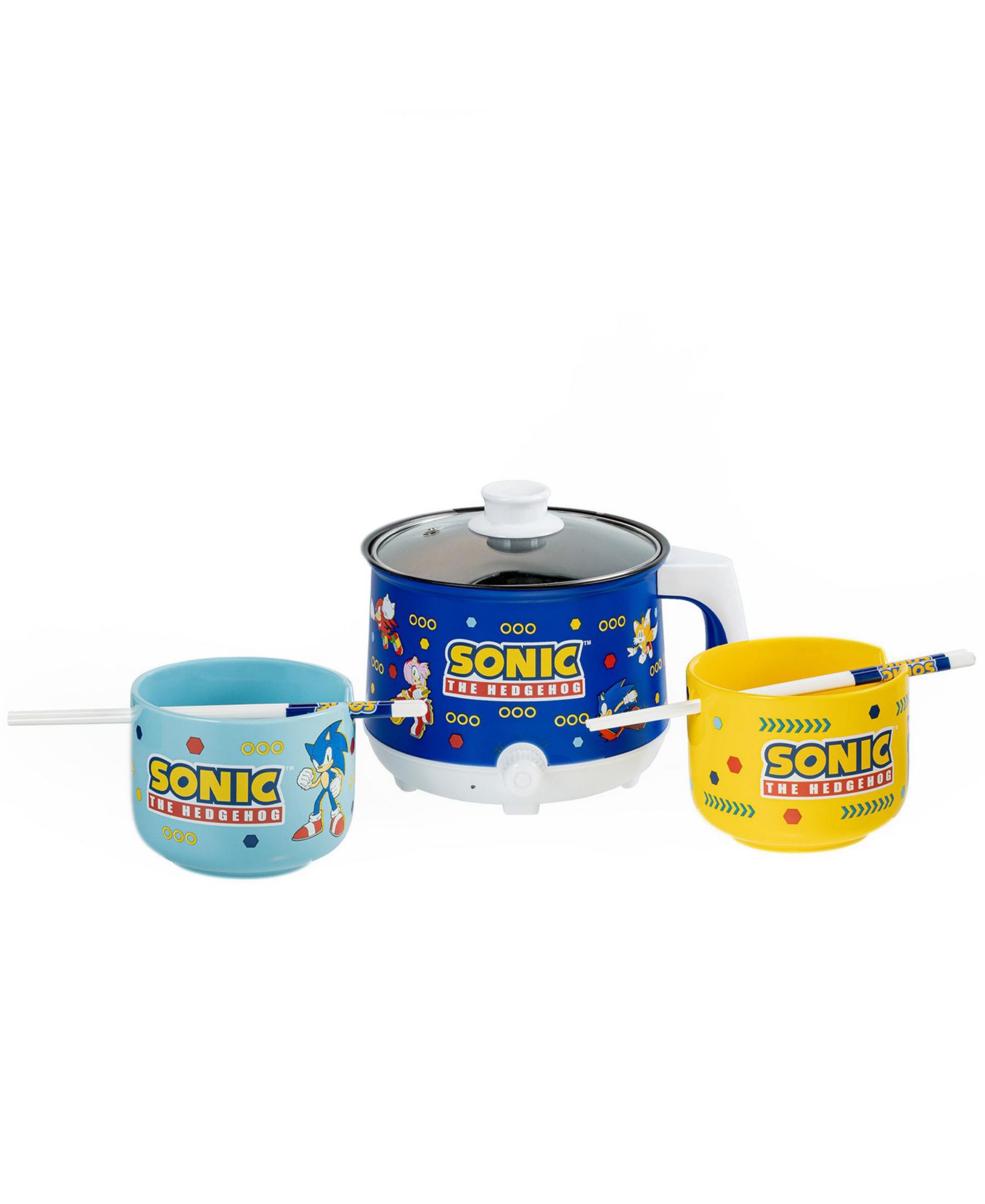 Uncanny Brands набор посуды Sonic the Hedgehog Hot Pot с чашами для рамена Sega Kitchen Appliance