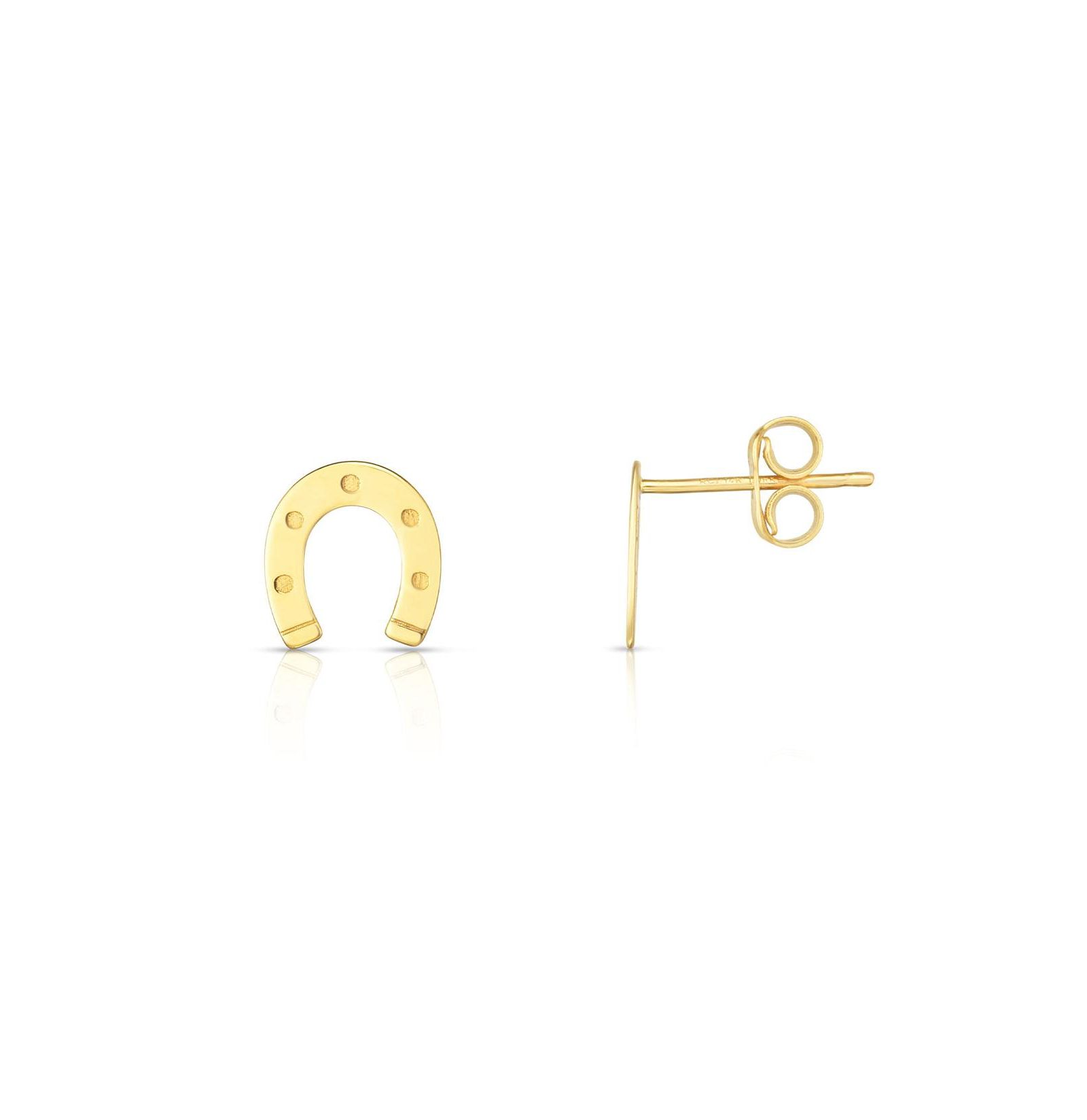 The Lovery Gold Horseshoe Stud Earrings 14K Gold