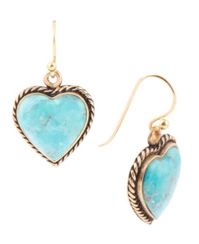 Серьги Barse Drop Genuine Blue Turquoise Heart