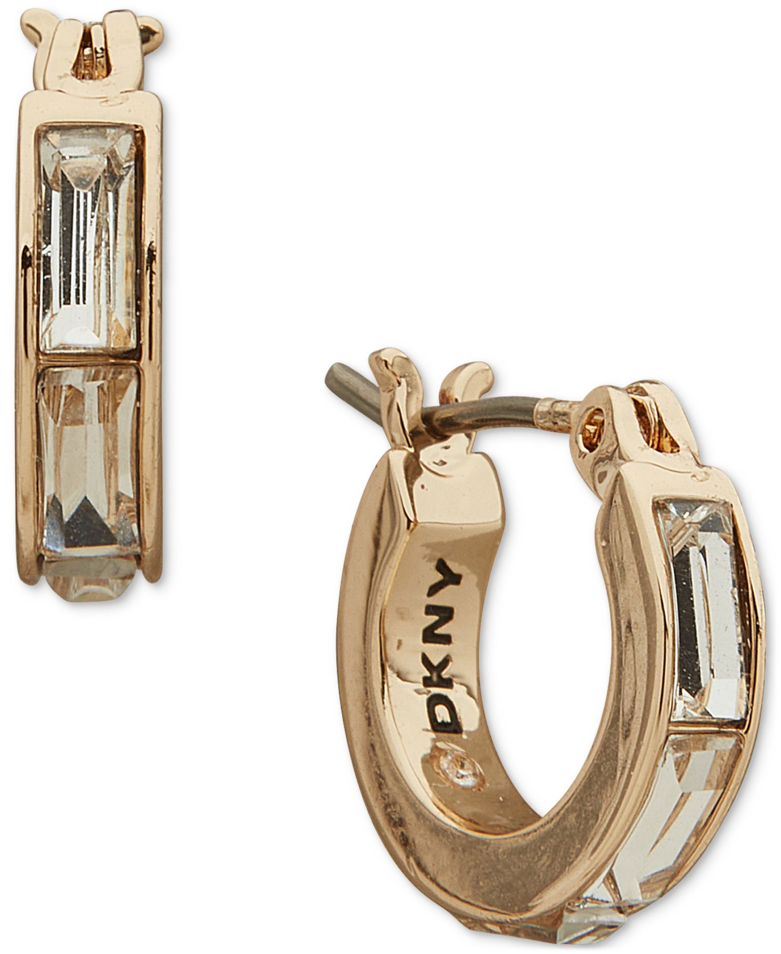 DKNY Кристальные серьги-кольца Baguette Small Huggie, 0.34"