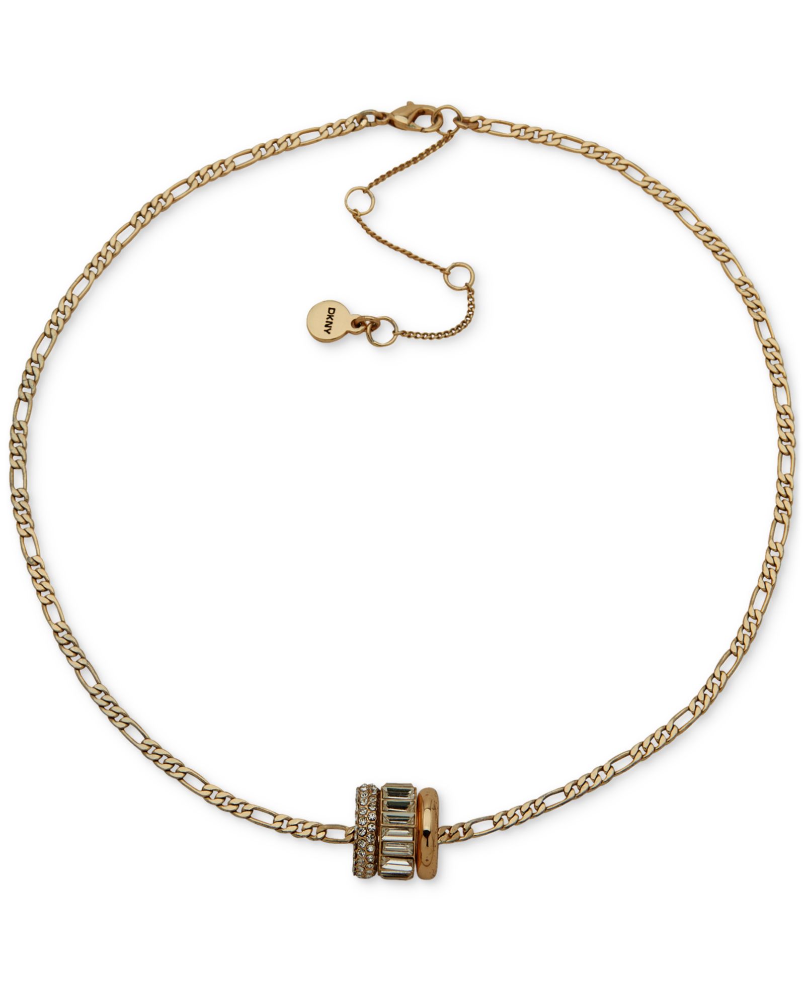 Подвеска-ожерелье DKNY с кристаллами и звеньями Figaro, 16" + 3" extender