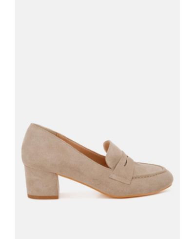 Rag and Co Женские Astra Block Heel Genuine Suede Loafers