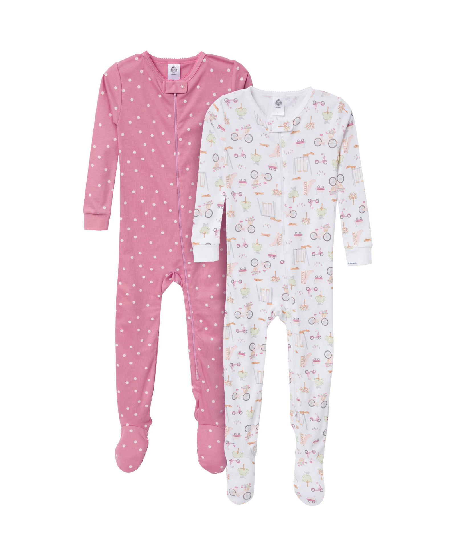 Детский комбинезон Gerber Baby Girls Baby Snug Fit Footed Pajamas, 2-Pack, Dogs