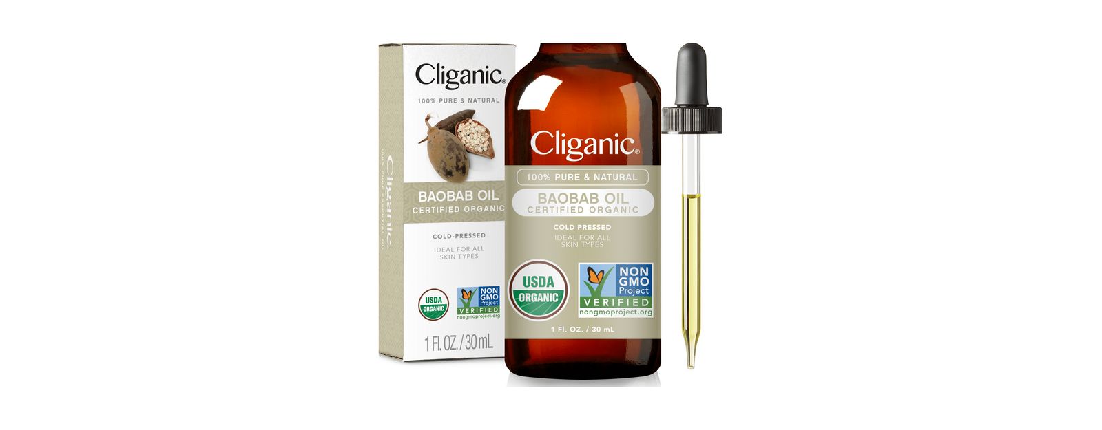 Cliganic Органическое масло баобаба, 1 oz