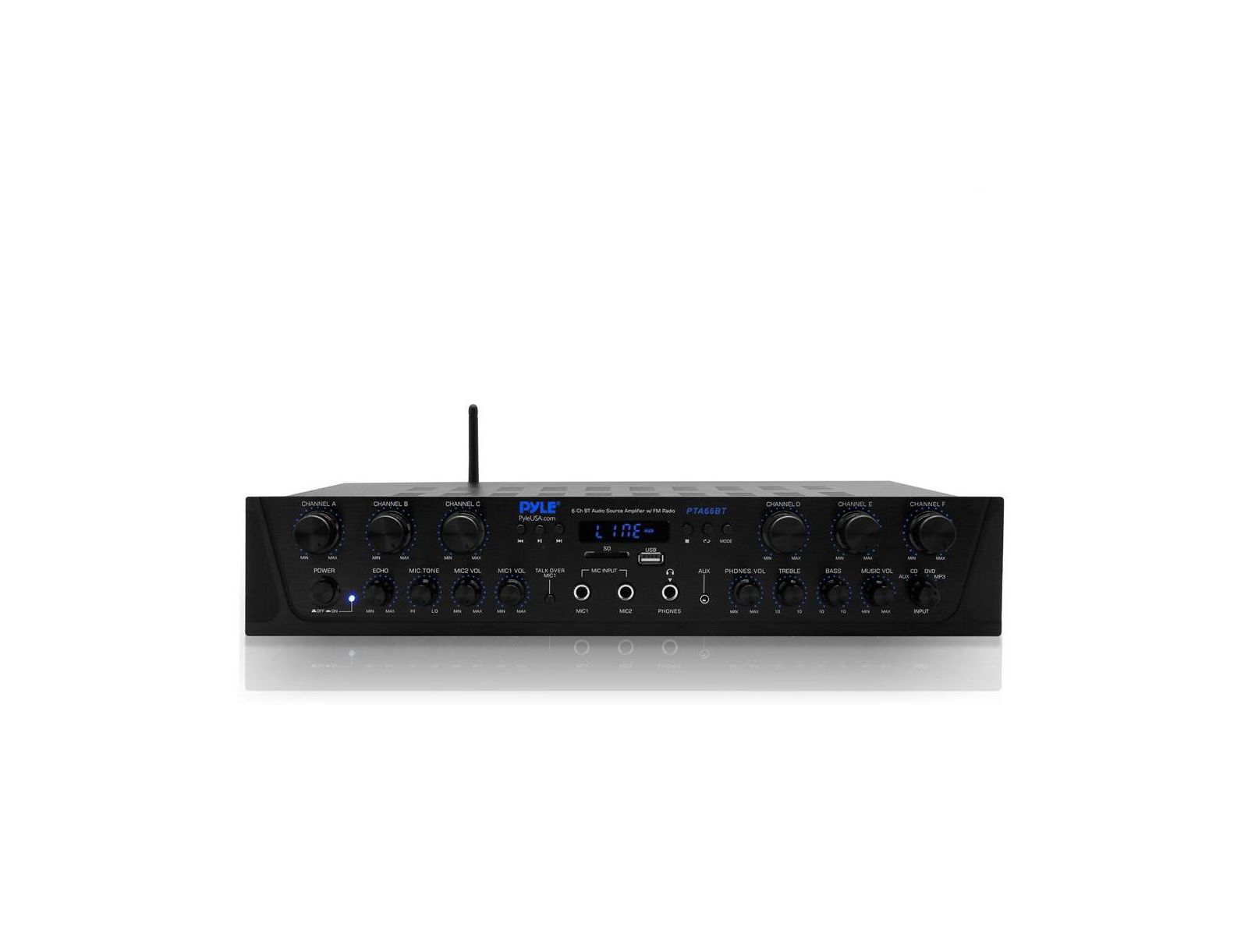 Pyle PTA66BT 6-Channel 600W Bluetooth Home Audio Amplifier