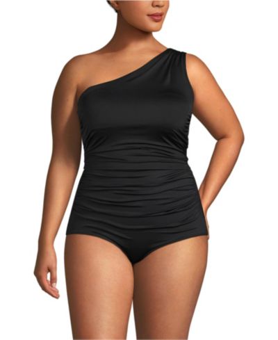 Lands' End Women's Ruched One Shoulder Midkini Top