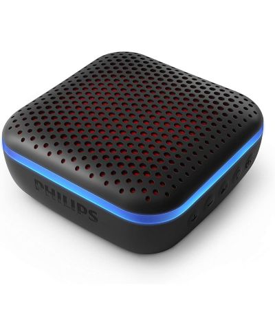 PHILIPS Черная беспроводная Bluetooth колонка – IPX7 Waterproof, 10H Playtime, Multi-Color LED Lights