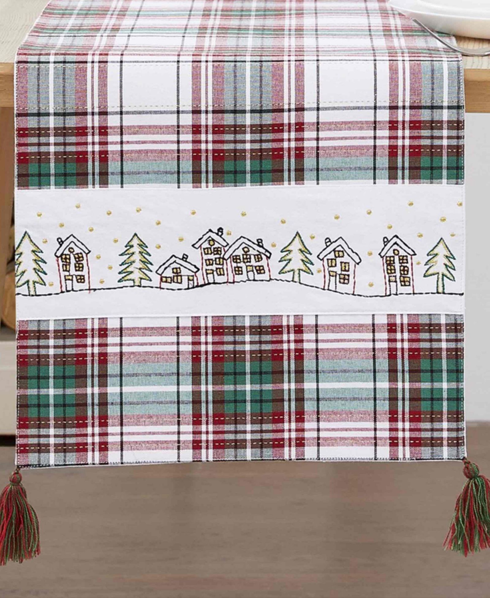 Avanti Holiday Cotton Plaid Runner, 13" x 90"