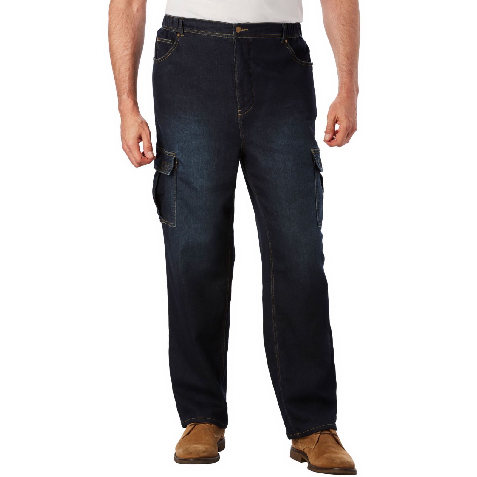 KingSize Men's Relaxed Fit Cargo Denim Look Sweatpants