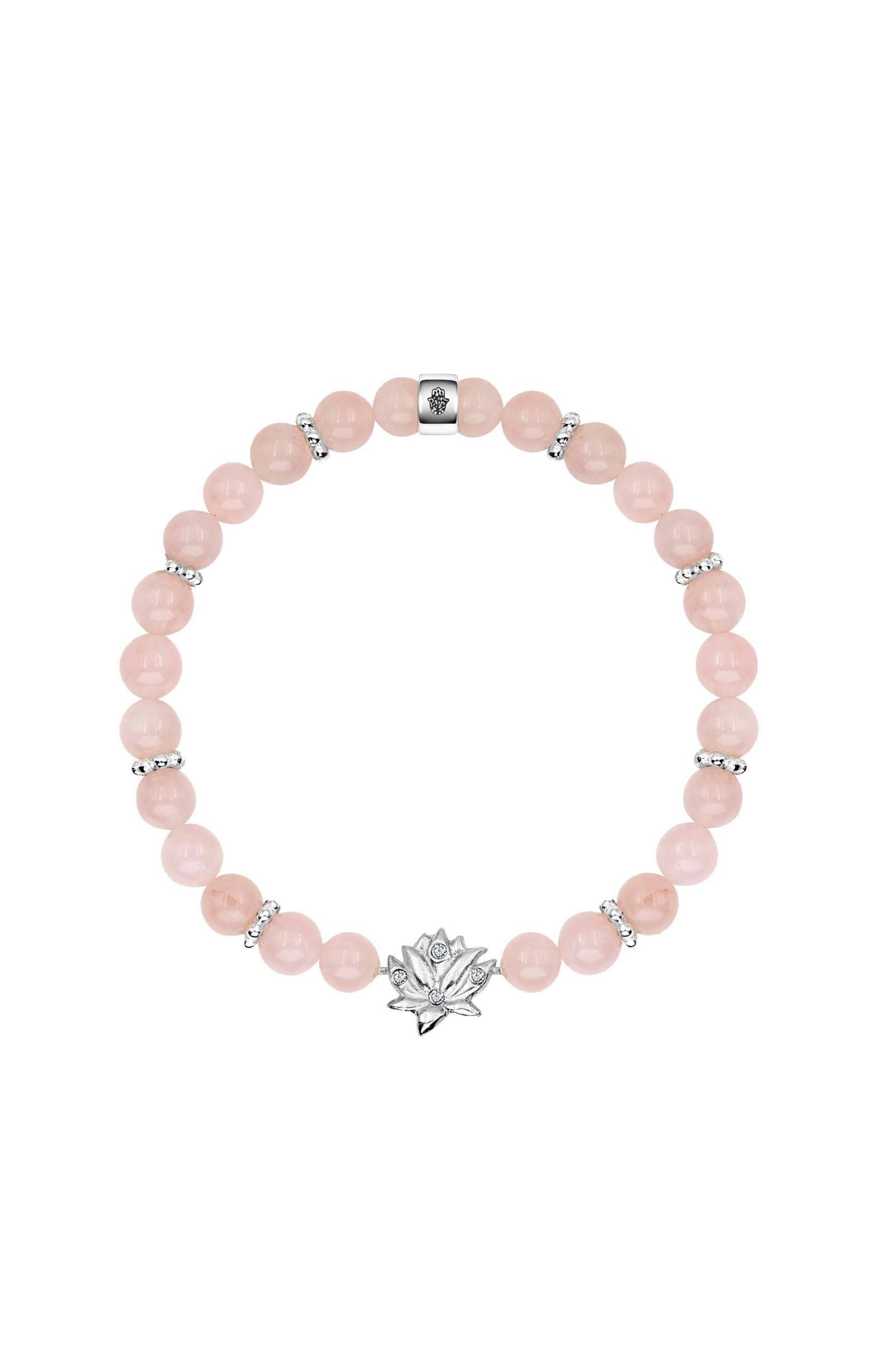 Emotion Renewal - Rose Quartz Lotus Charm Bracelet