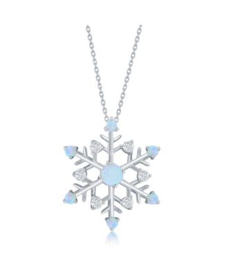 Подвеска Caribbean Treasures Snowflake из стерлингового серебра с синтетическим опалом и CZ
