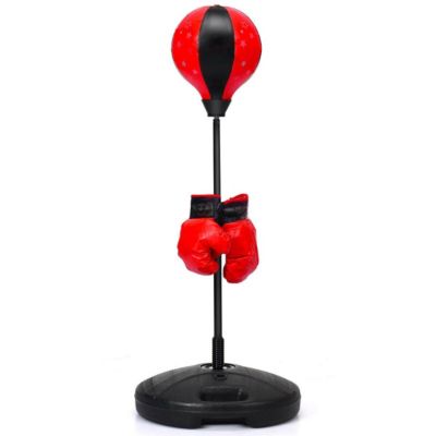 Kids Adjustable Standing Punching Bag Set with Boxing Gloves