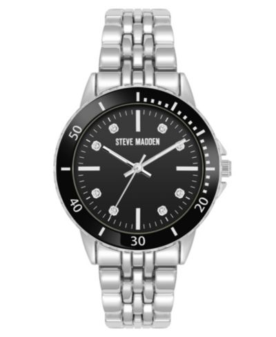 Steve Madden Женские наручные часы из сплава Black and Silver-Tone, 33.5mm
