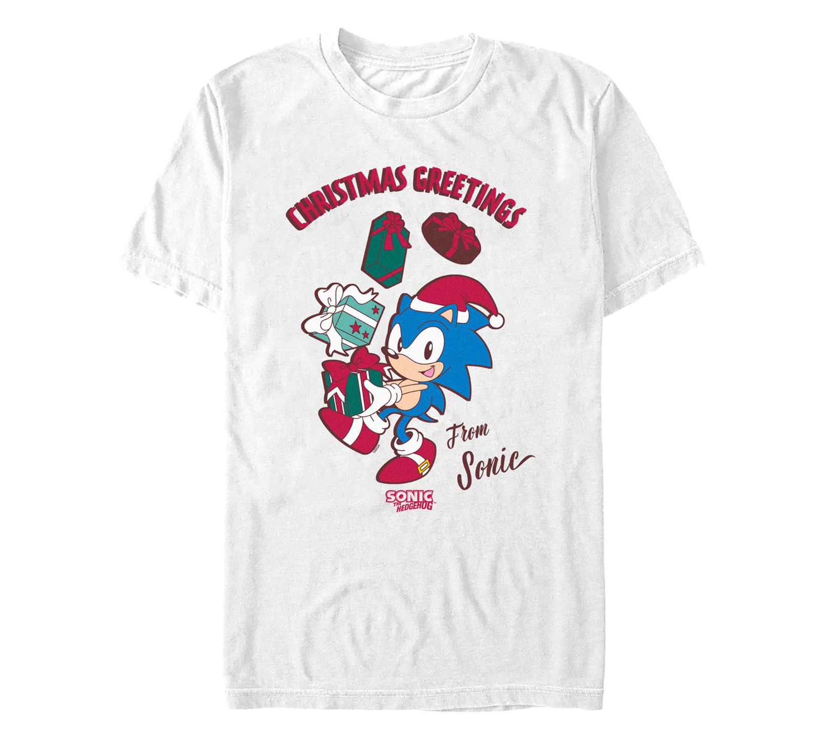 Fifth Sun Men's Merry Christmas Sonic Short Sleeve T-Shirt