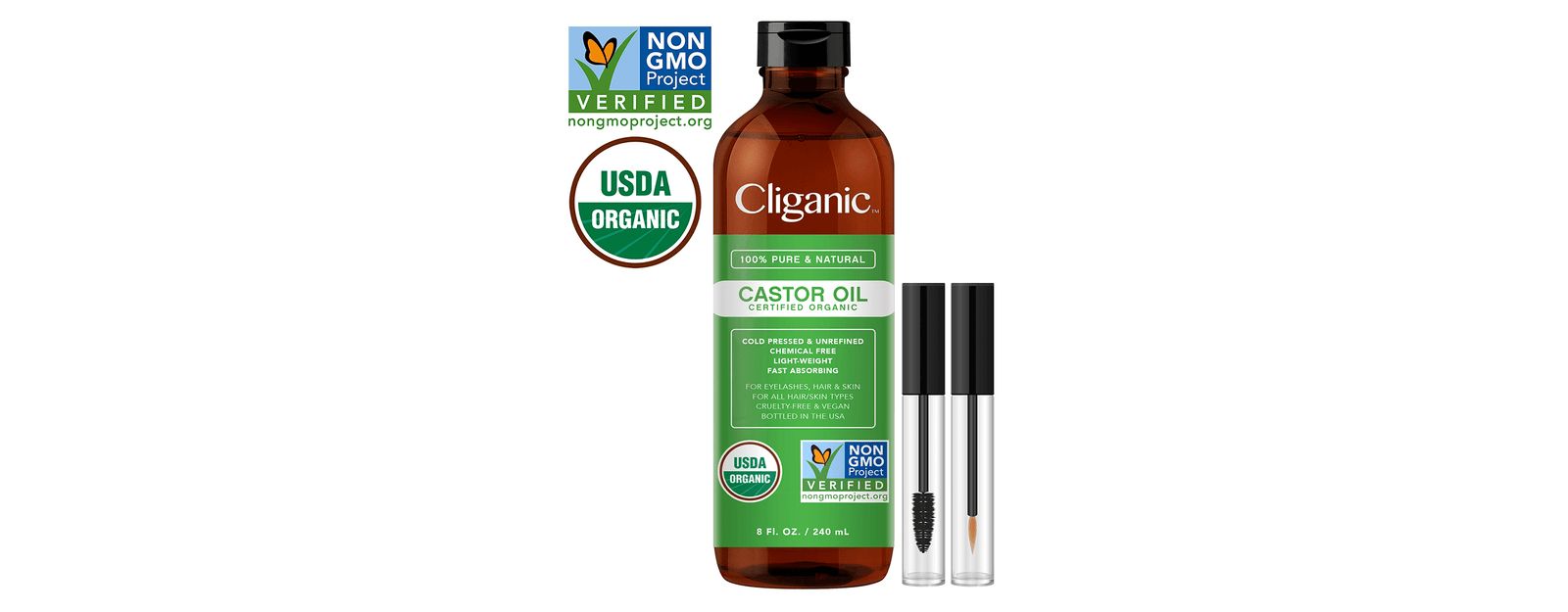 Cliganic Органическое касторовое масло, 8 oz