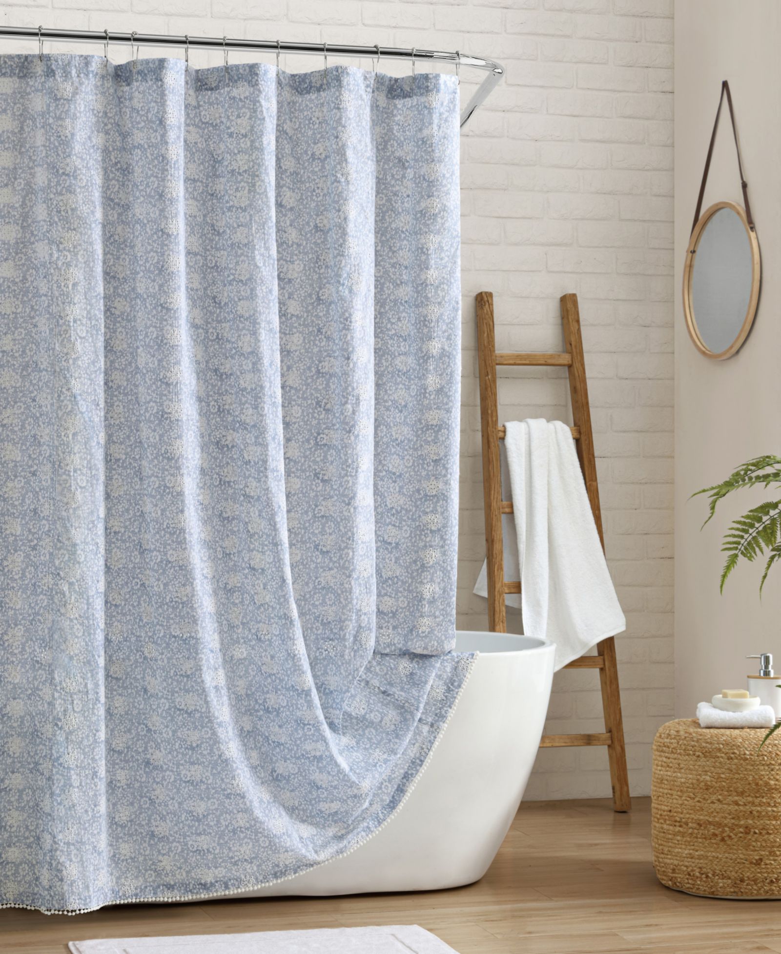 Хлопковая занавеска для душа Peri Home Ikat Eyelet, 72" x 72"