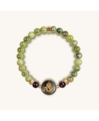 Karma and Luck Jade Stone Hamsa Charm Bracelet