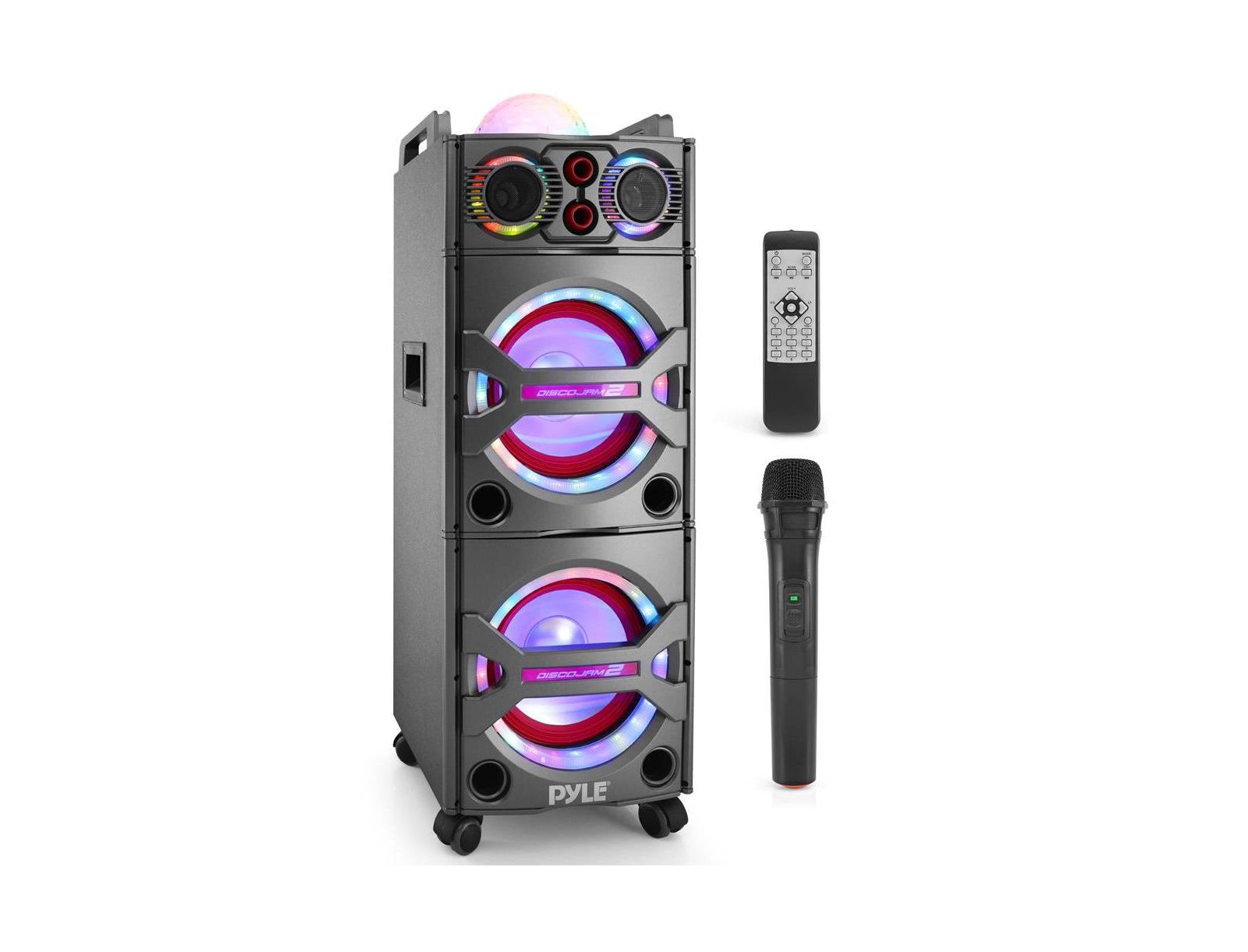 Bluetooth PA Loudspeaker Pyle система караоке с мигающими DJ Party Lights