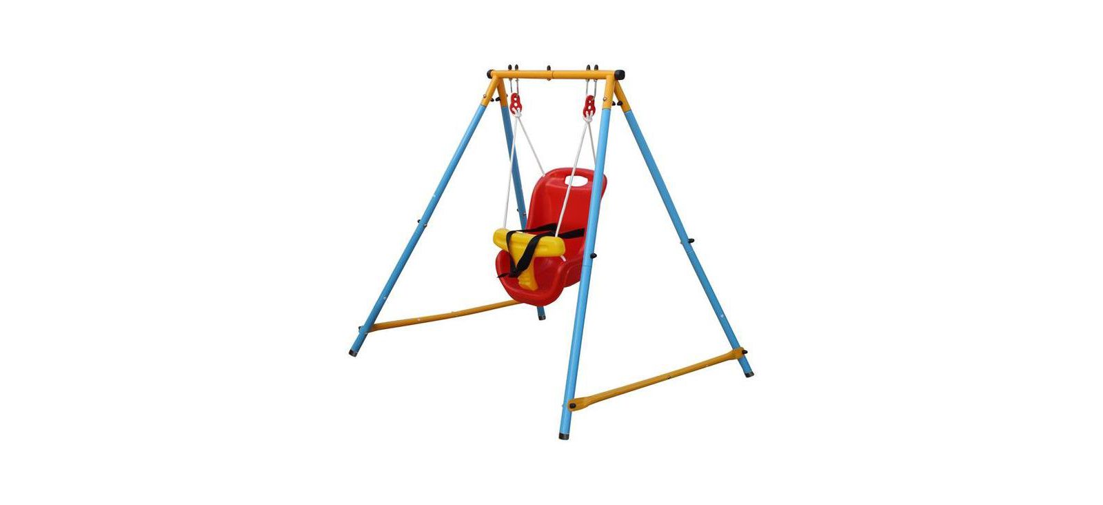 Backyard Toddler Swing Set with Safety Belt, Indoor Outdoor Metal Frame