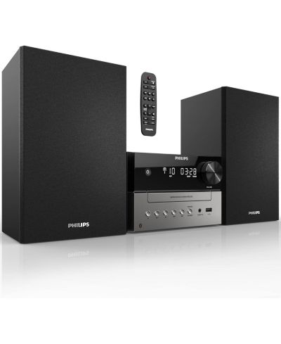 Стереосистема PHILIPS CD-плеер с Bluetooth, USB и Aux, насыщенный звук и бас, FM радио, LCD дисплей, пульт ДУ