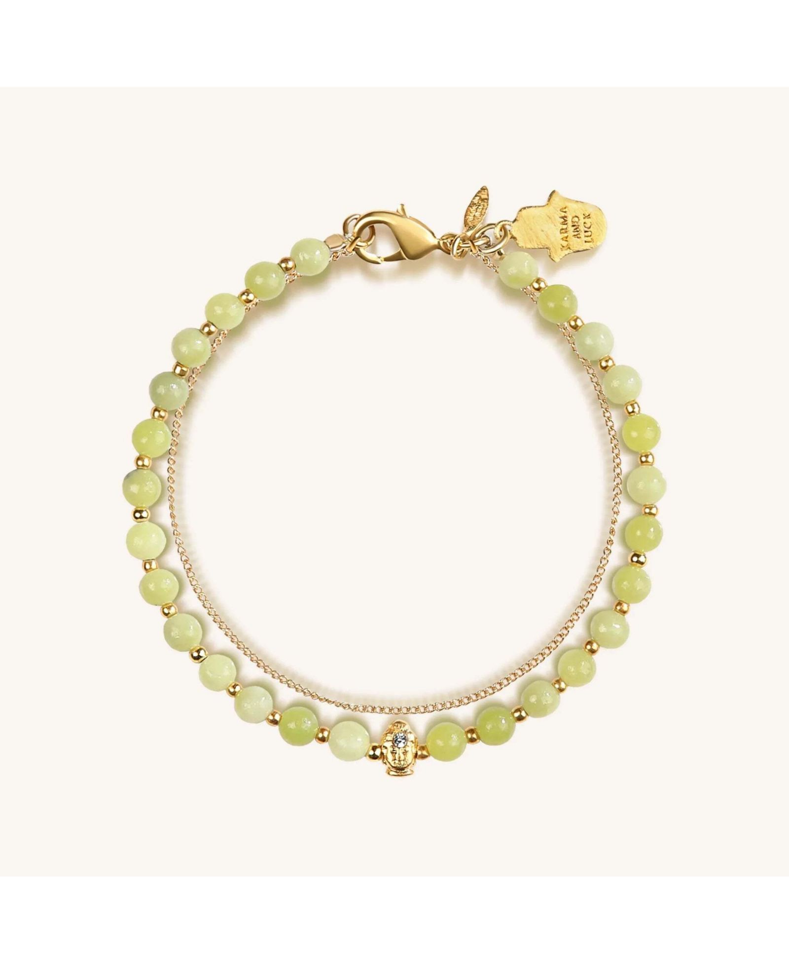 Золотой браслет Karma and Luck с подвеской Jade Buddha