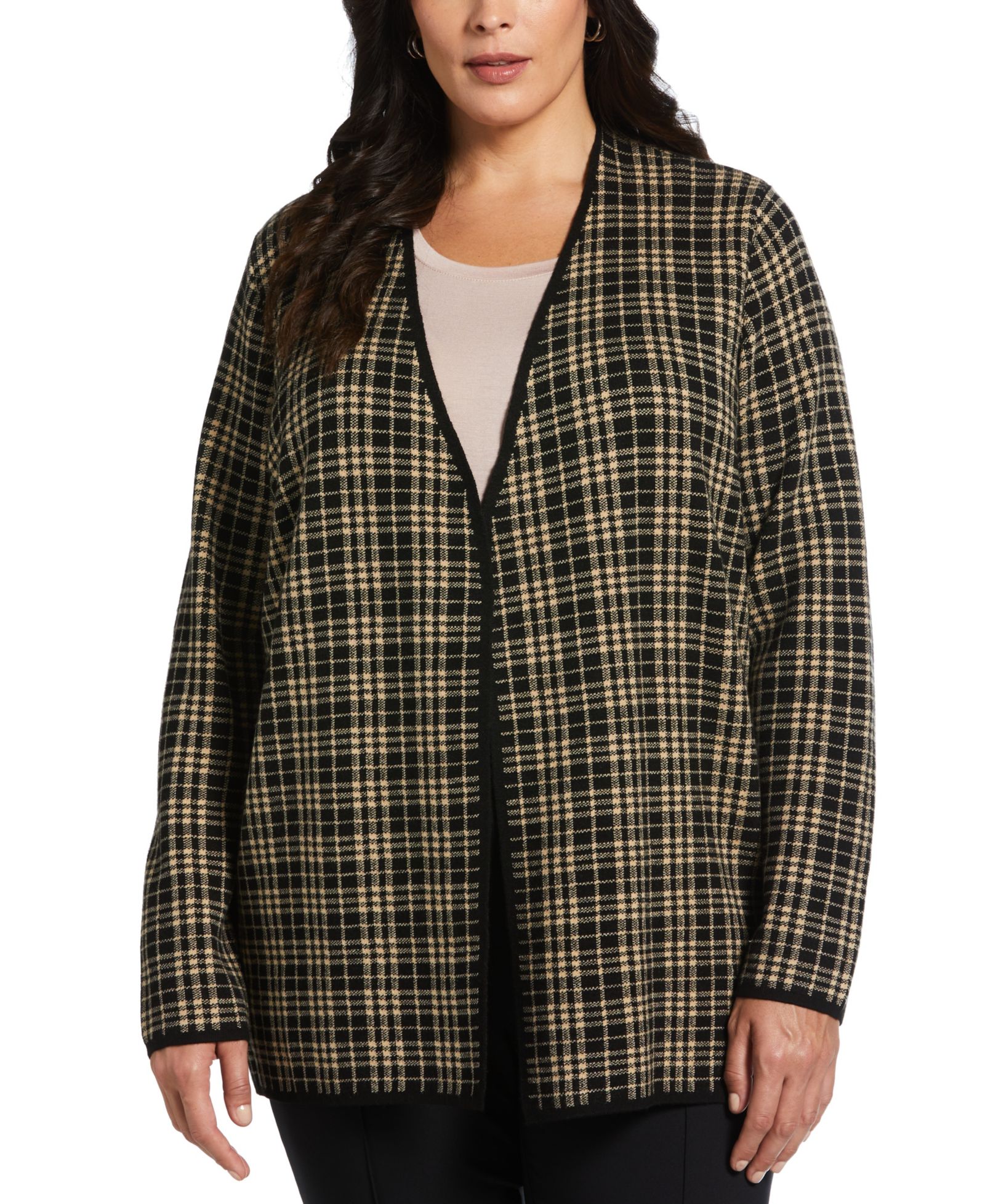 Rafaella Plus Size Кардиган в клетку Jacquard Flyaway