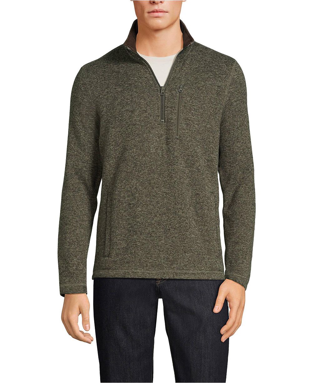 Lands' End Men's Sweater Fleece Quarter Zip Pullover