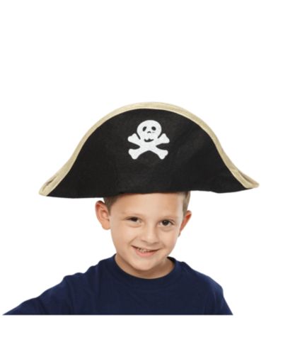 Dress Up America Kids Costume Pirate Hat - Black