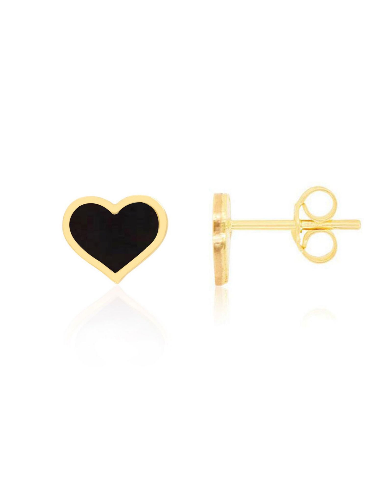 Серьги-гвоздики The Lovery Large Onyx Heart Stud 14K Gold