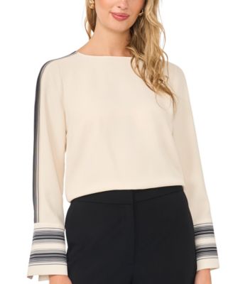 Женская блузка с полосатым декором и удлиненными манжетами Vince Camuto