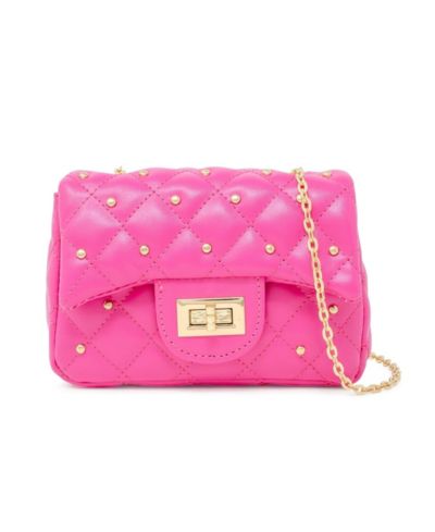 Tiny Treats + Zomi Gems Girls Classic Quilted Stud Handbag, Hot Pink