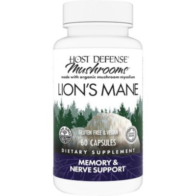 Капсулы Host Defense Mushrooms Lion's Mane для поддержки мозга и памяти, 60 капсул