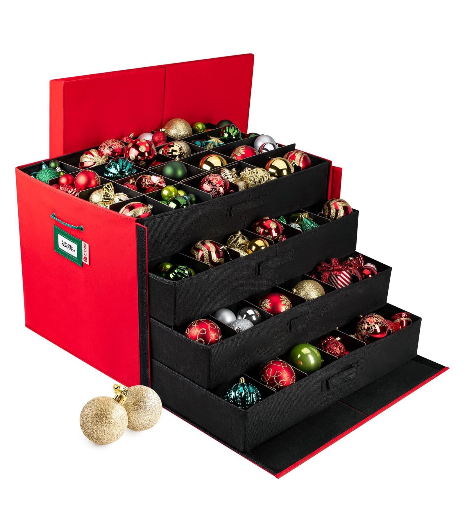 Florida Brands Christmas Ornament Storage Box with Dividers and 4 Removable Trays Stores up to 96-3" Ornaments