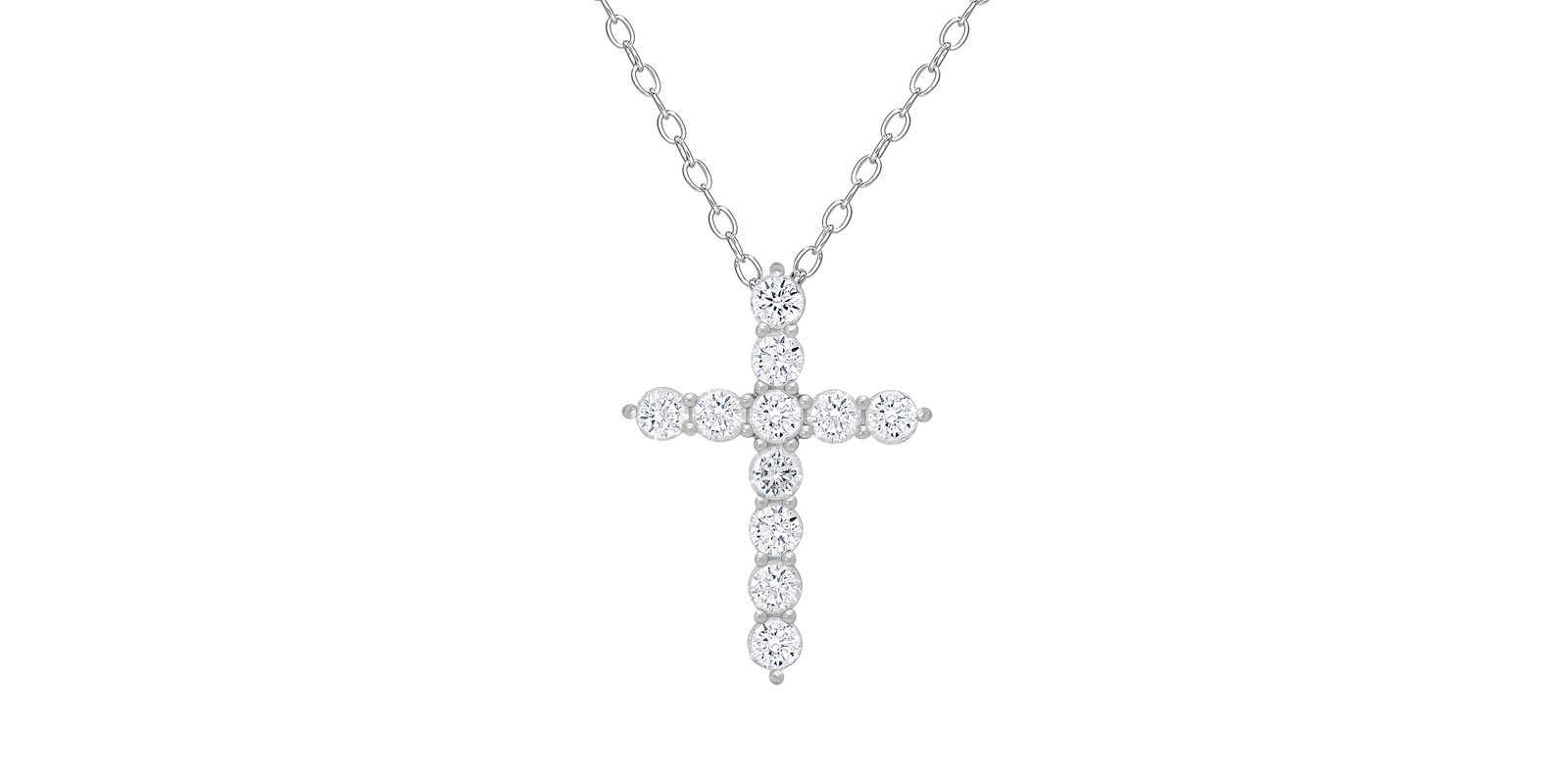 Lily Nily Girls CZ Cross Necklace in Sterling Silver