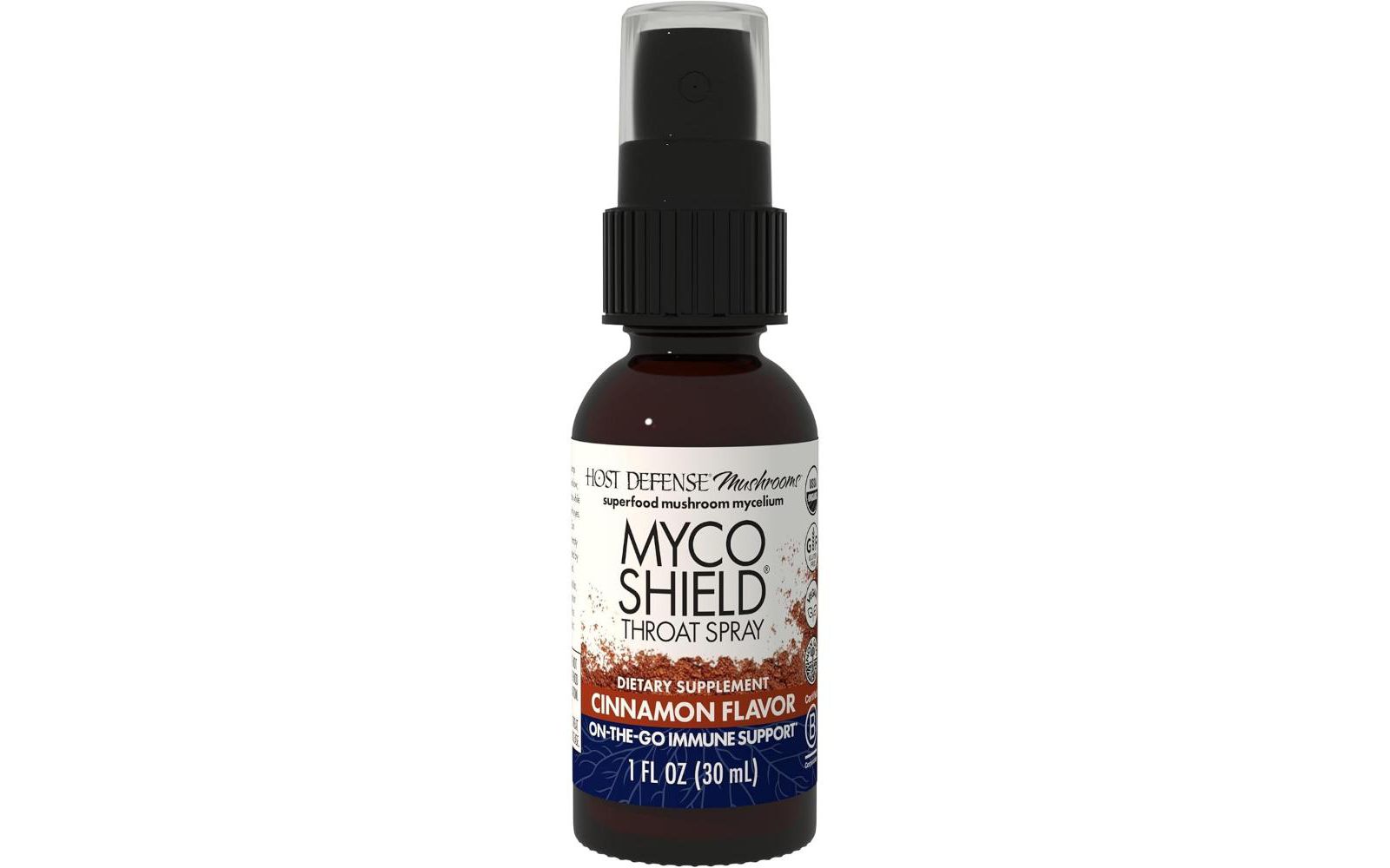 Host Defense MycoShield Throat Spray - Immune Health Support with Chaga, Reishi, Turkey Tail and More - Winter Mist, 1 fl oz (71 Servings)