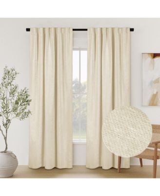 Awesome Home Chenille Solid Room Darkening Back Tab Curtain Panel