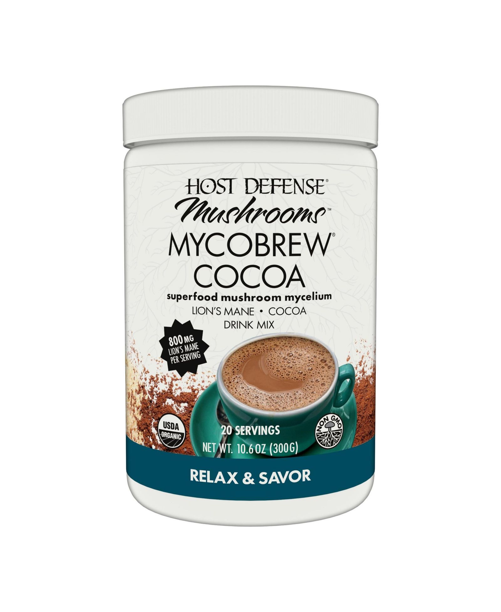 Host Defense MycoBrew Cocoa - Cocoa Powder Drink Mix Includes Lion's Mane Mushroom - Superfood Powder Drink Mix with Fair Trade Certified Cocoa