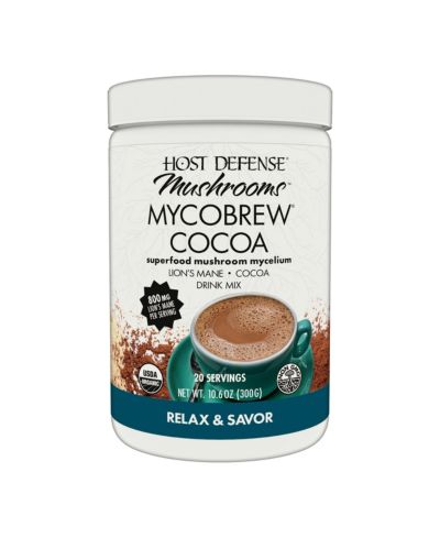 Host Defense MycoBrew Cocoa - Cocoa Powder Drink Mix Includes Lion's Mane Mushroom - Superfood Powder Drink Mix with Fair Trade Certified Cocoa