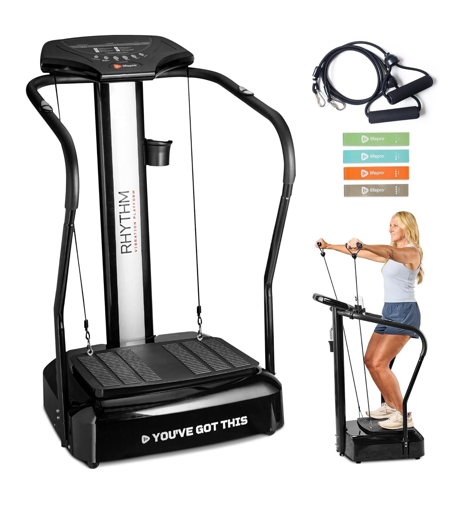 Виброплатформа Lifepro Rhythm с ручками, 99 скоростей, датчик пульса и держатель для телефона