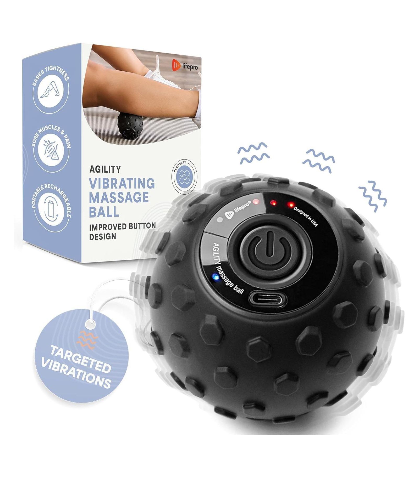 Lifepro Vibrating Massage Ball – Rechargeable Deep Tissue Trigger Point Massage Ball for Muscle Recovery, Mobility & Relaxation