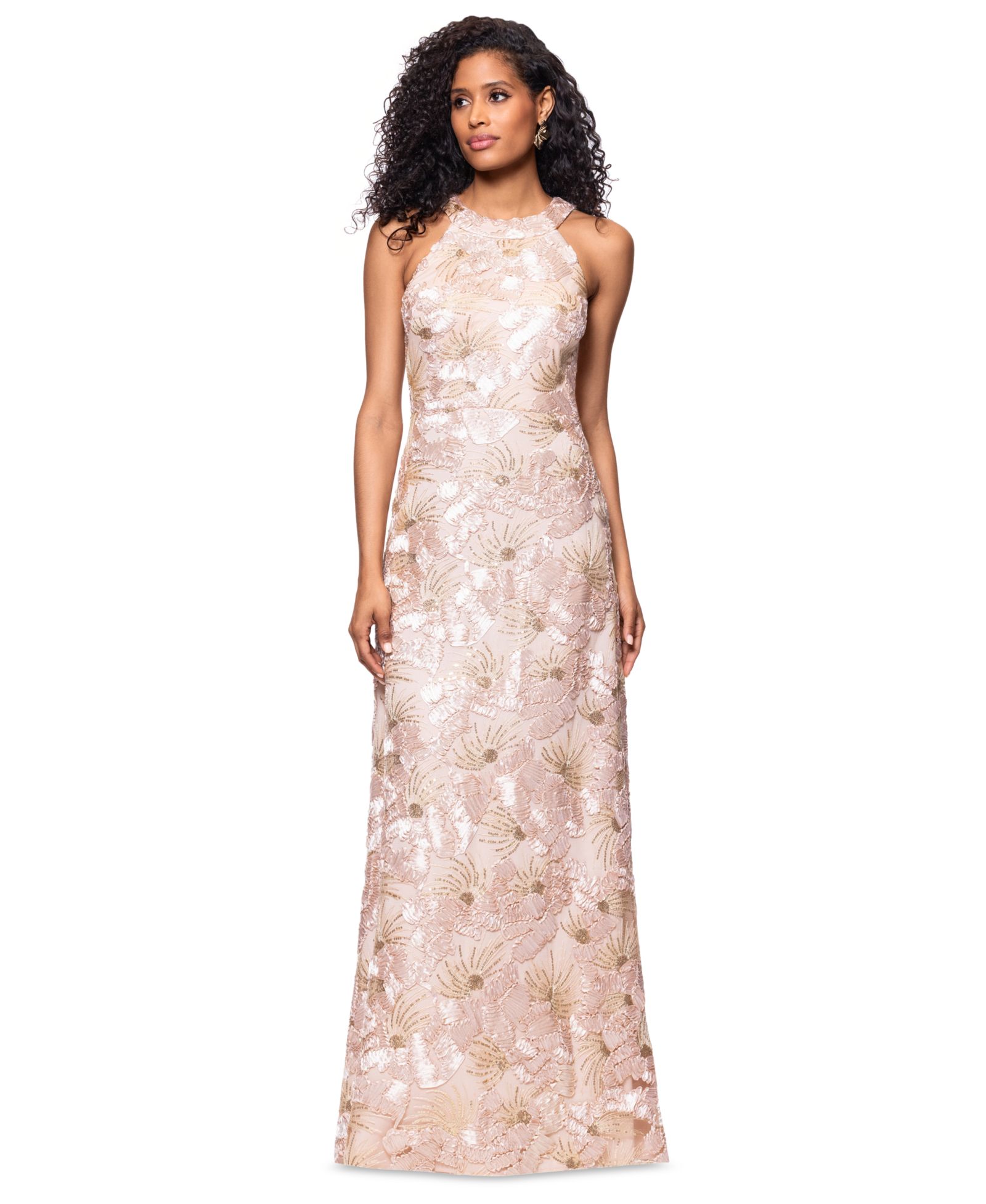 Вечернее платье Betsy & Adam Petite Sequined Soutache Halter