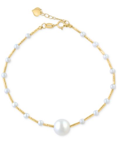 EFFY® Cultured Freshwater Pearl (2-1/2 & 8mm) Link Bracelet in 14k Gold