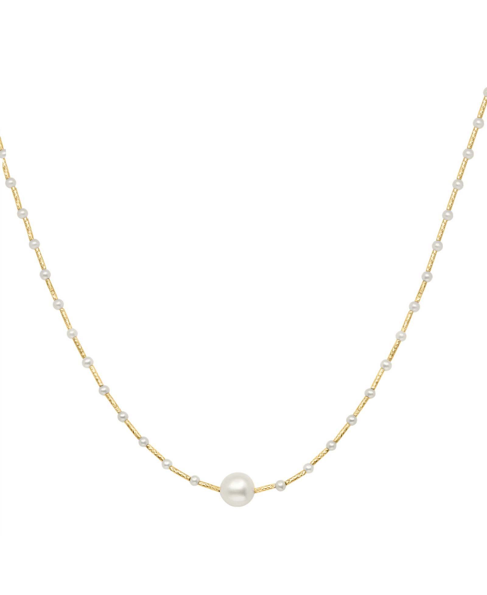 EFFY® Cultured Freshwater Pearl (2-1/2 & 8-1/2mm) Collar Necklace in 14k Gold, 14-3/4" + 1-1/4" extender