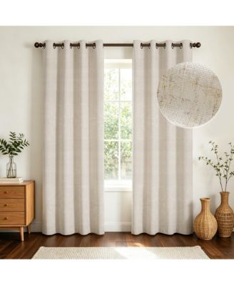 Awesome Home Linen Slub Blackout Grommet Pair