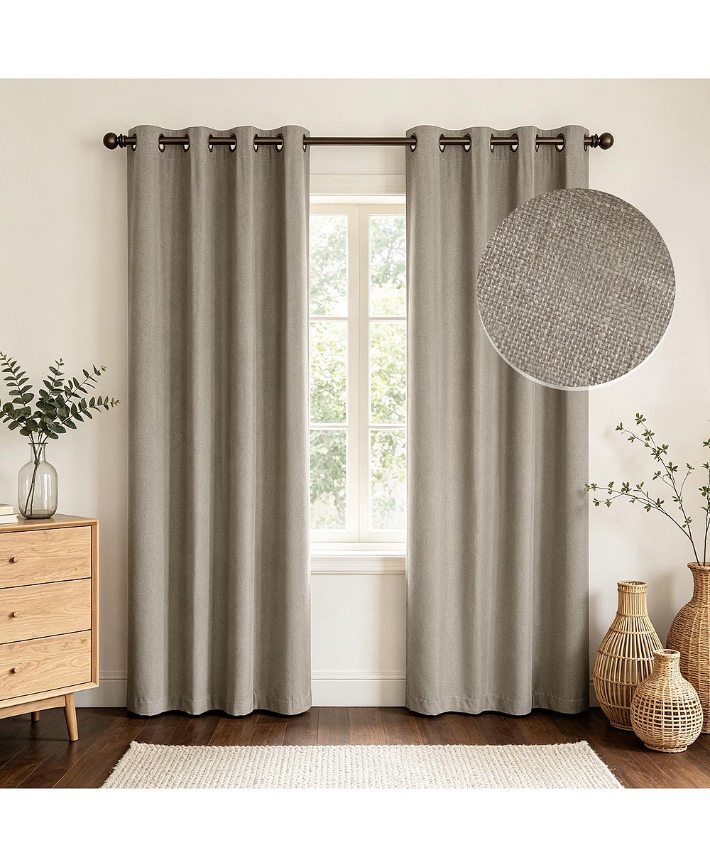 Awesome Home Linen Slub Blackout Grommet Pair