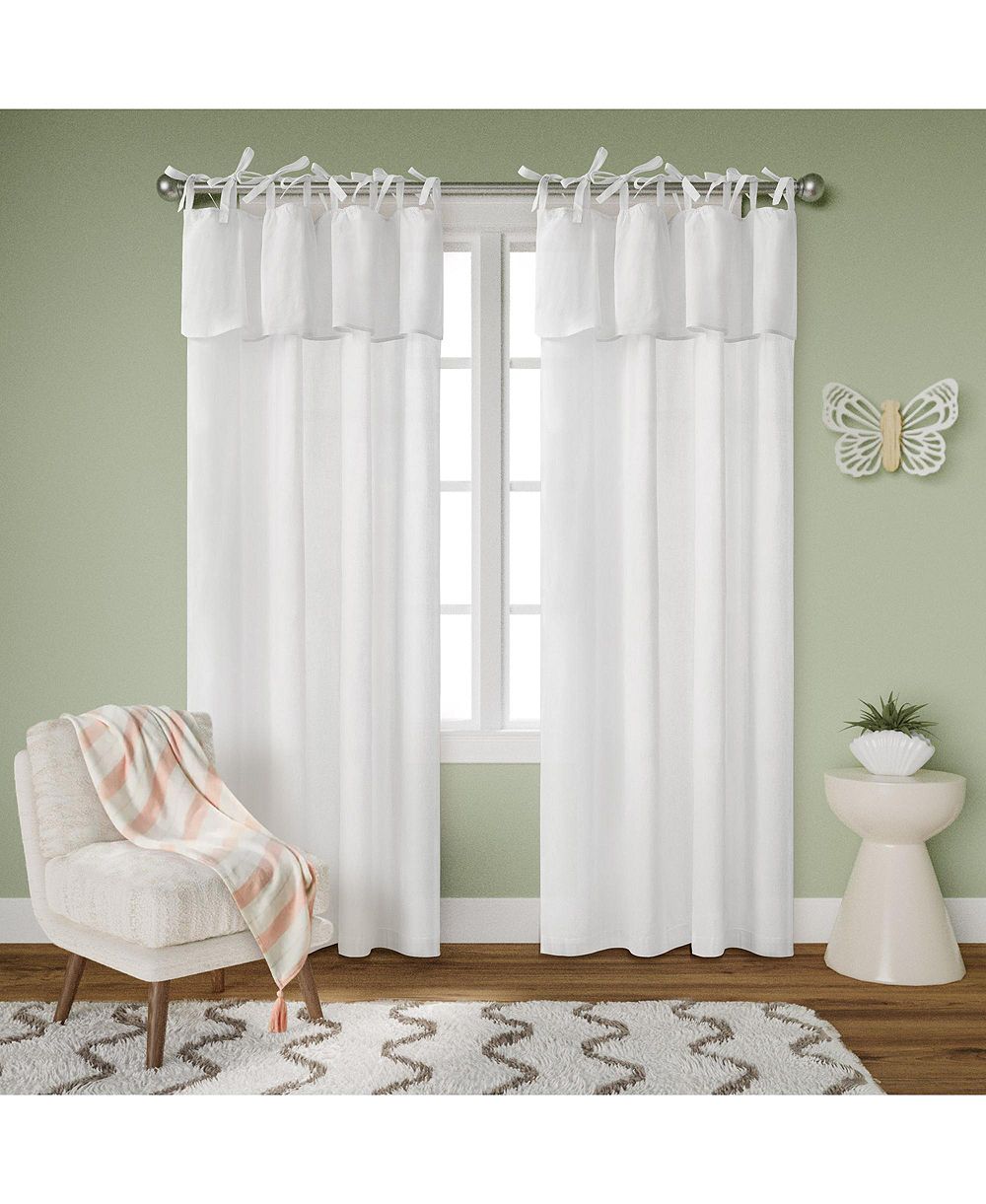 Awesome Home Recycled Cotton Blend Ruffle Tie Top Curtains Pair