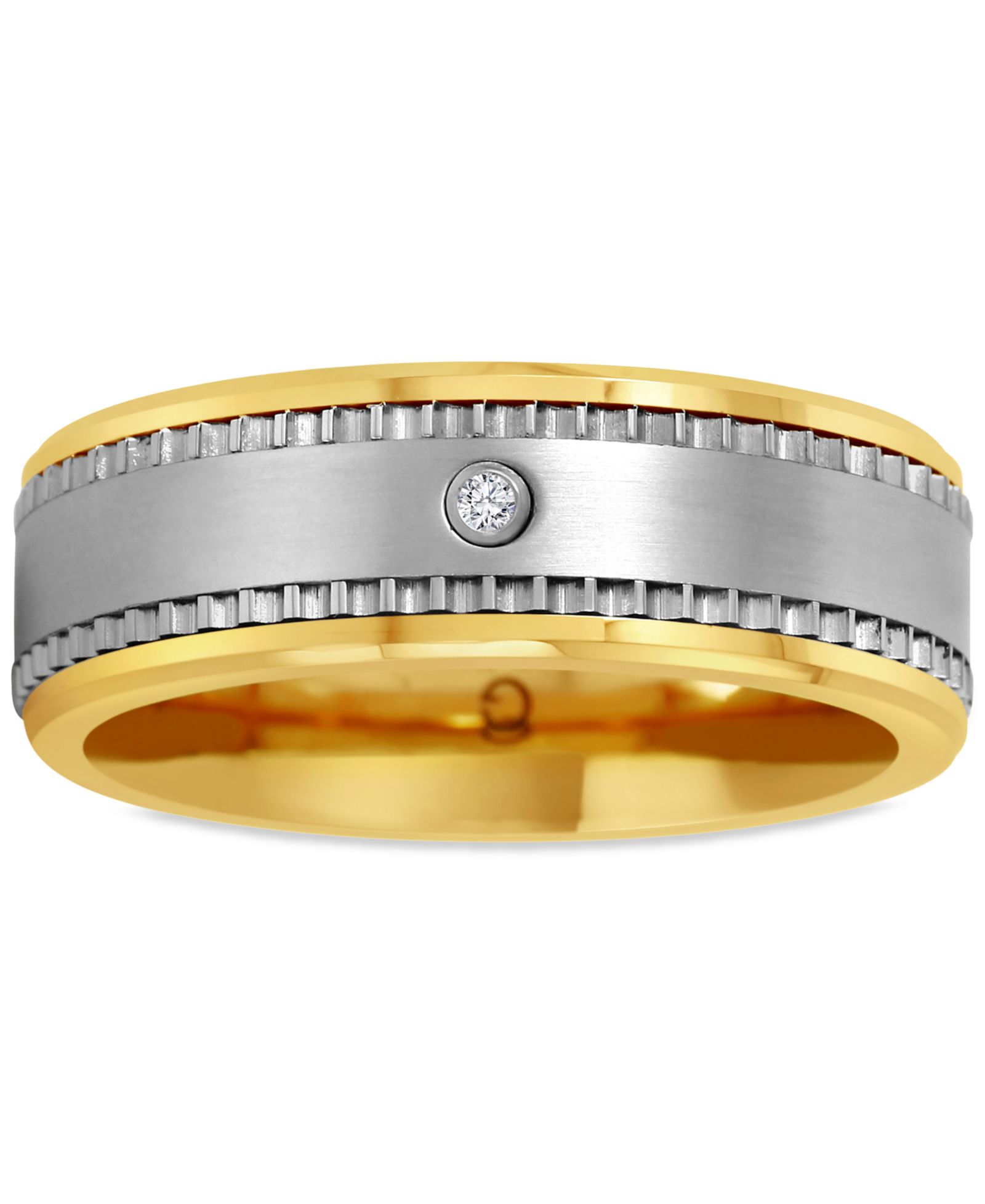 Кольцо Men's Diamond Accent Two-Tone Ceramic & Stainless Steel Band
